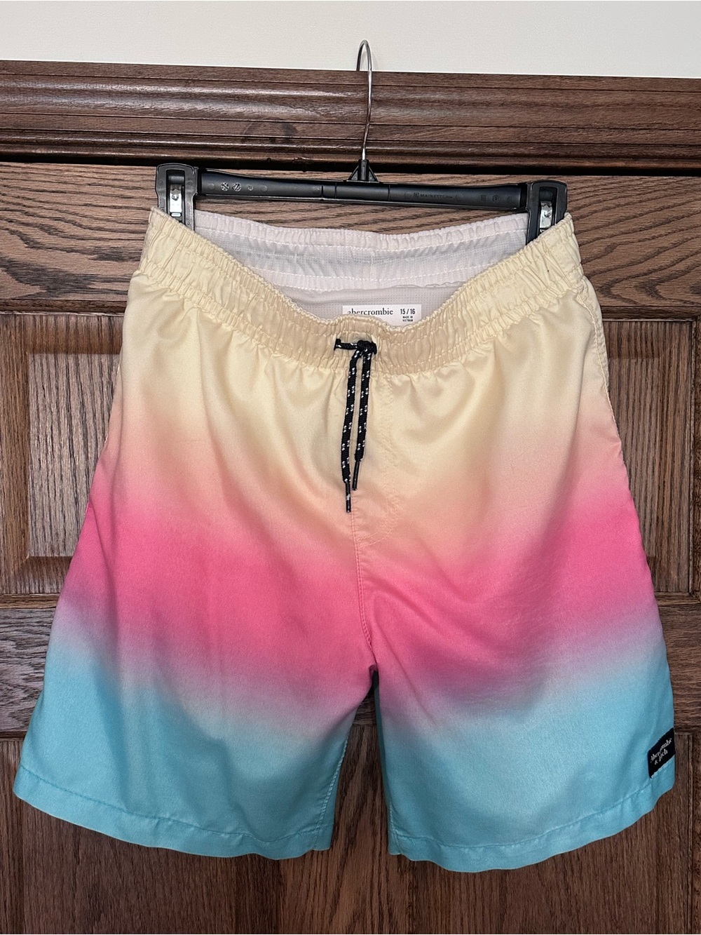 abercrombie kids Ombre Swim Shorts in Cream Pink Blue
